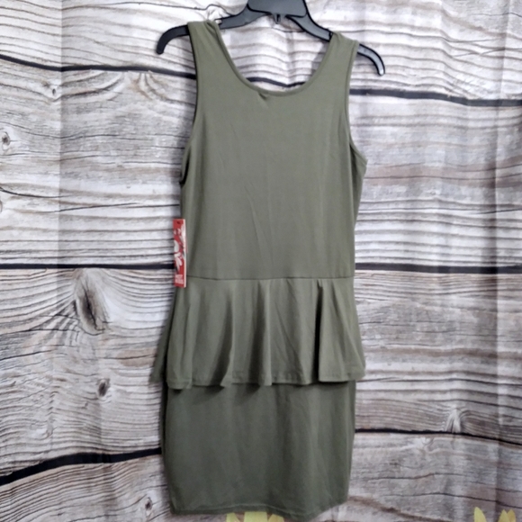 Olive Green Sleeveless Bodycon Dress Ruffl… - Picture 8 of 10